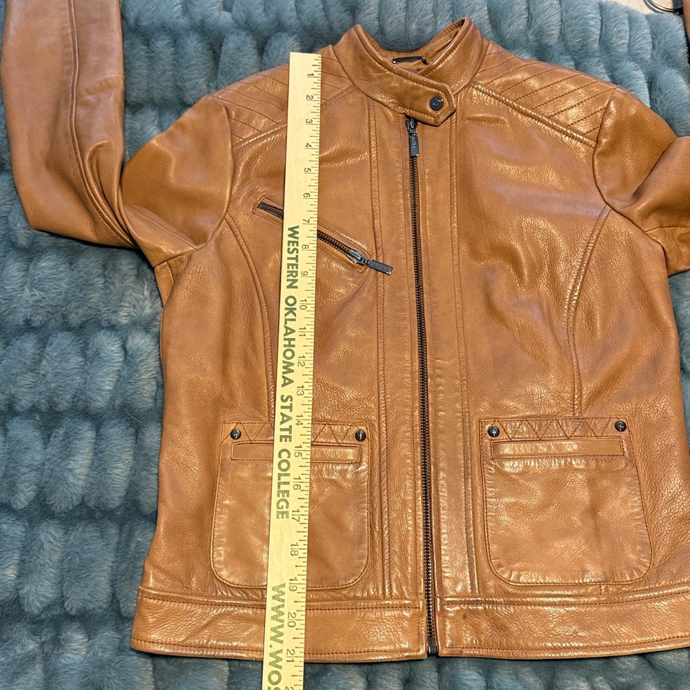 Bernardo Cognac Leather Moto Jacket - Picture 13 of 15
